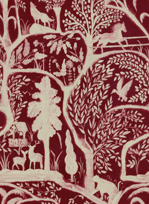 Mindthegap Carta da parati The Enchanted Woodland - Red/ Taupe