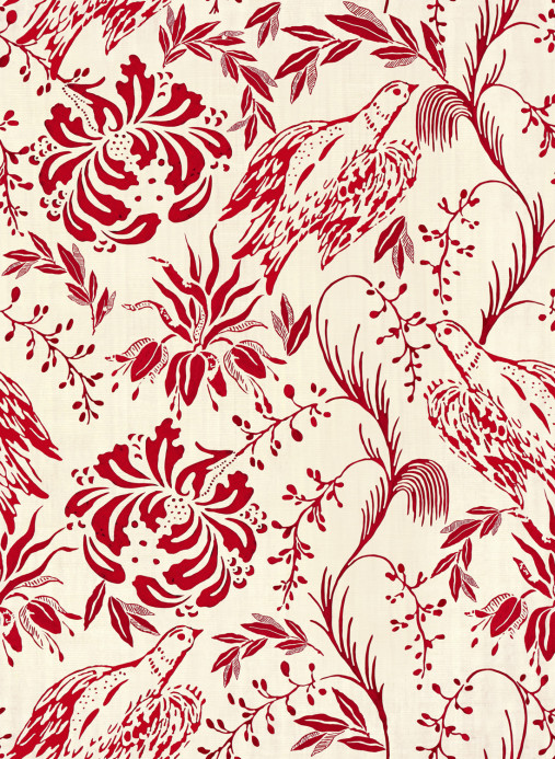 Mindthegap Papier peint Folk Embroidery - Crimson/  Off White