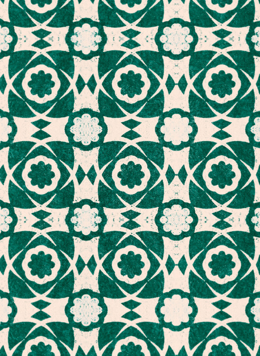 Mindthegap Papier peint Aegean Tiles - Ultramarine Green