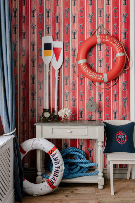 MINDTHEGAP Wallpaper Mediterranean Lobsters Red