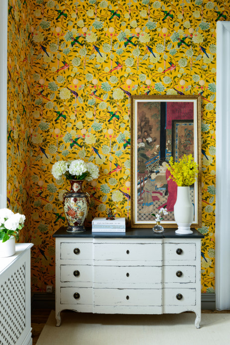 MINDTHEGAP Wallpaper The Garden Of Immortality Mustard Yellow/ White/ Red/ Green