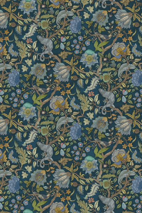Josephine Munsey Wallpaper Chameleon Trail - Bright Blues and Greens