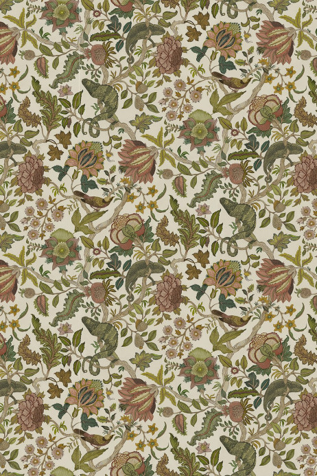 Josephine Munsey Wallpaper Chameleon Trail - Dusty Pinks and Olive