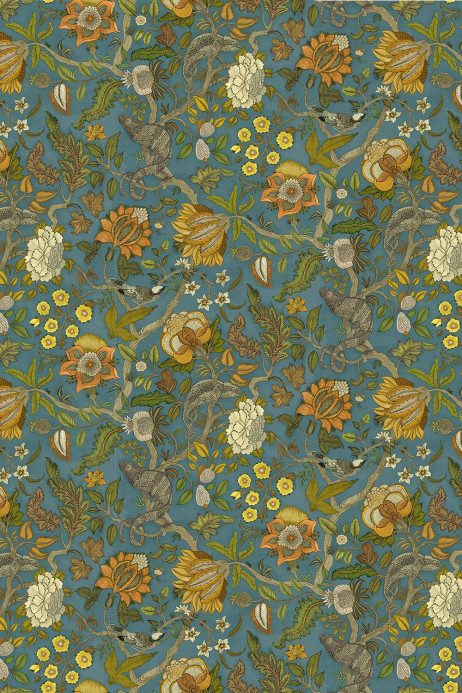 Josephine Munsey Papier peint Chameleon Trail - Teal and Orange