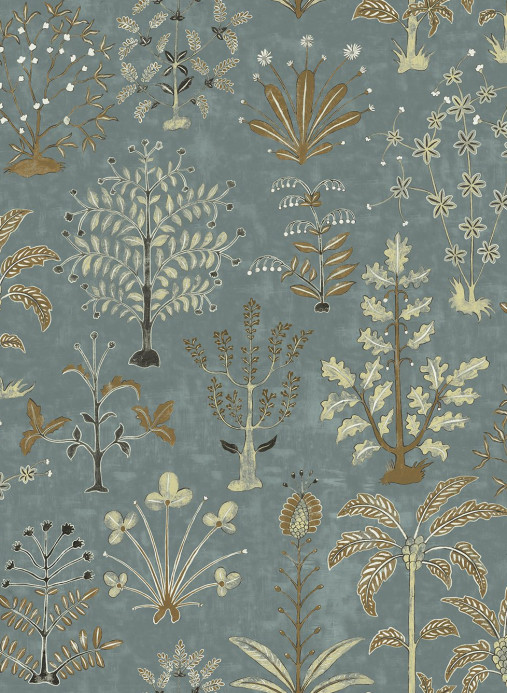 Josephine Munsey Wallpaper Cynthia - Mid Blue and Olive