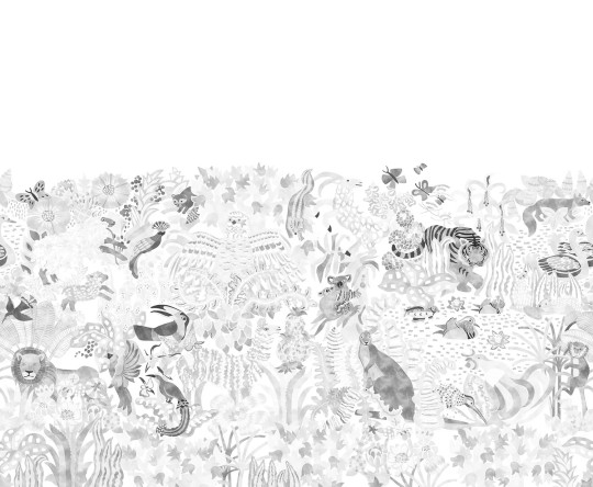 Isidore Leroy Papier peint panoramique Les 5 Continents Grisaille - Panel A