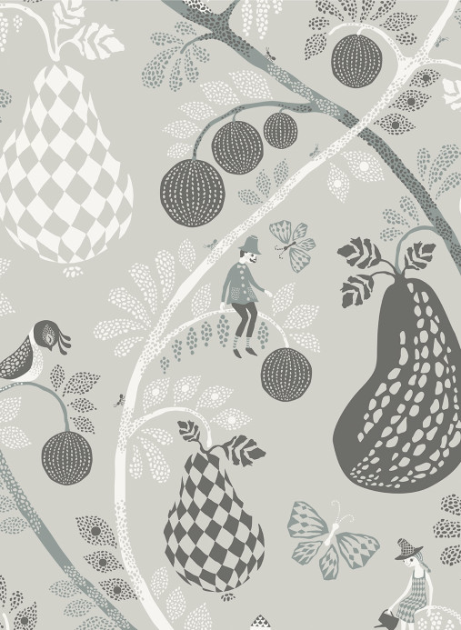 Littlephant Wallpaper Fruit Garden - Mid Grey