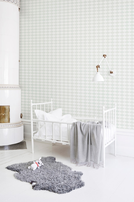 Littlephant Wallpaper Waves - Dusty Light Aqua