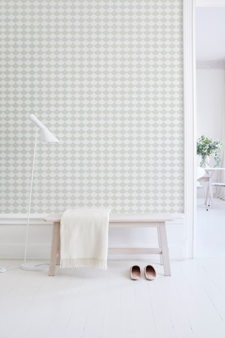 Littlephant Wallpaper Waves - Dusty Light Aqua