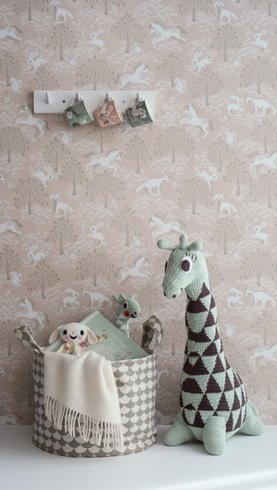 Littlephant Wallpaper Fairytale Fox - Dusty Pink