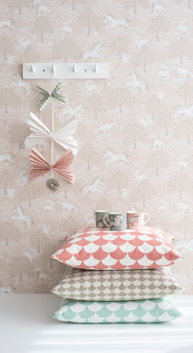 Littlephant Wallpaper Fairytale Fox - Dusty Pink
