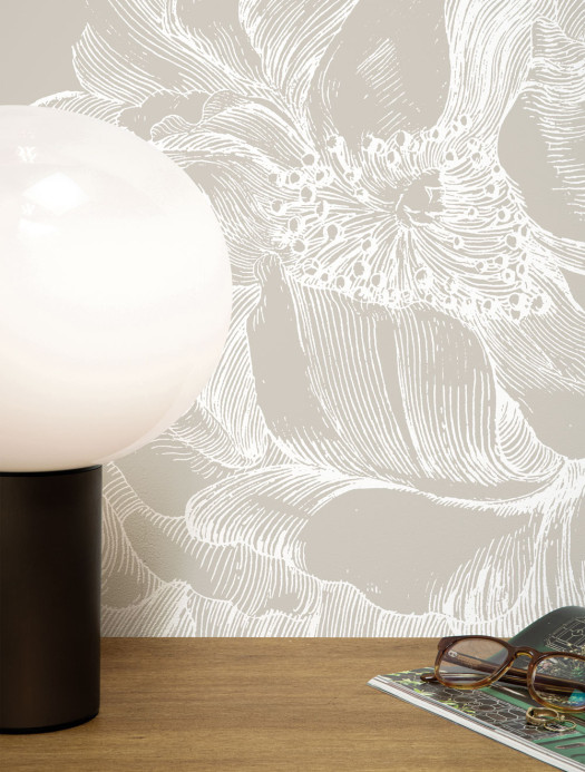 KEK Amsterdam Mural Engraved Flowers Grey 1