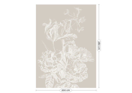 KEK Amsterdam Papier peint panoramique Engraved Flowers Grey 1 - M - 2m