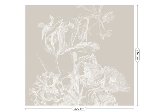 KEK Amsterdam Mural Engraved Flowers Grey 1