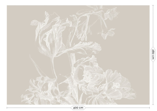 KEK Amsterdam Mural Engraved Flowers Grey 1