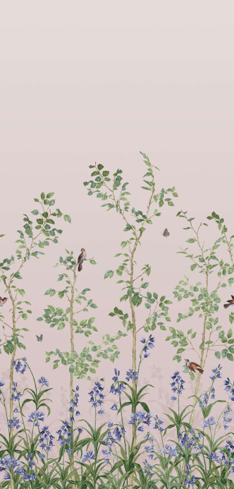 Little Greene Wallpaper Bird and Bluebell - China Clay