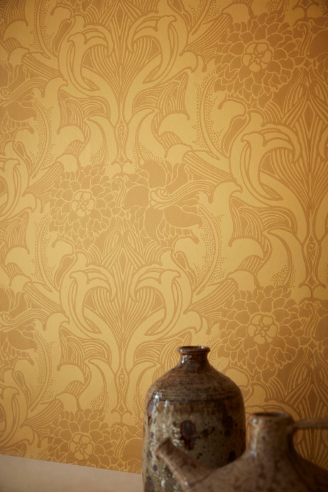 Little Greene Wallpaper Dahlia Scroll - Giallo