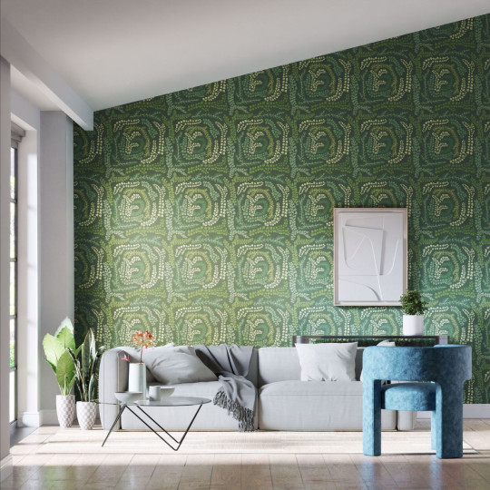 Harlequin Wallpaper Fayola - Fig Leaf/ Clover