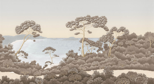 Isidore Leroy Papier peint panoramique Port Cros - Bleu Ocre Panel A