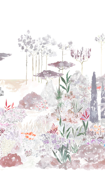 Isidore Leroy Papier peint panoramique Jardin de France - Gris Rose Panel B