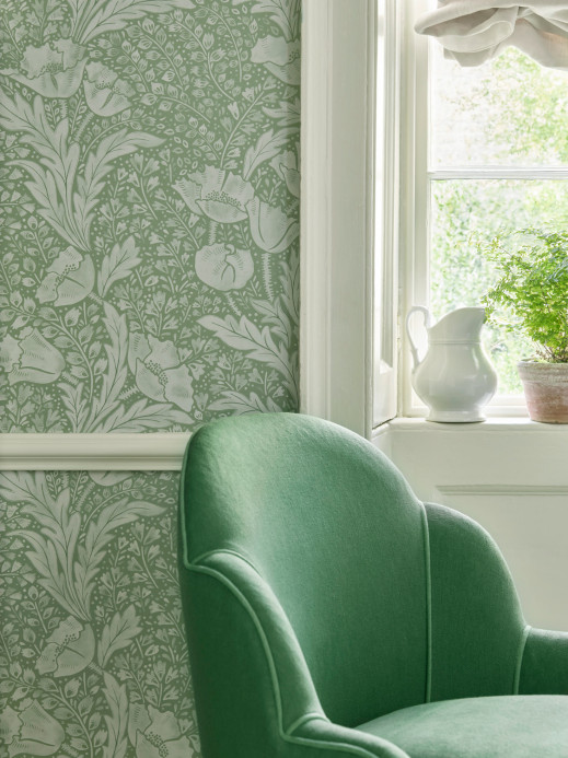 Liberty Wallpaper Tudor Poppy - Fern