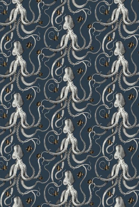 Josephine Munsey Papier peint Octopoda - Deep Sea Blue