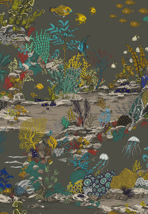 Josephine Munsey Tapete Underwater Jungle - Graphite/ Jewel