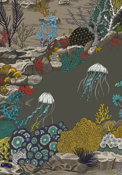 Josephine Munsey Tapete Underwater Jungle - Graphite/ Jewel