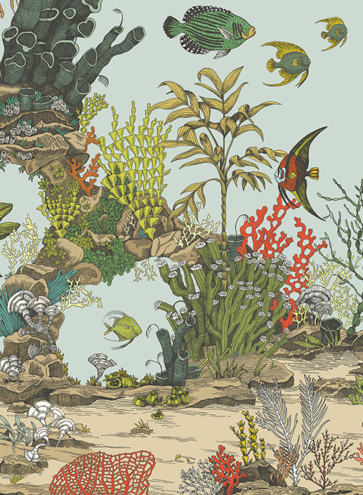 Josephine Munsey Wallpaper Underwater Jungle Soft Aqua/ Coral