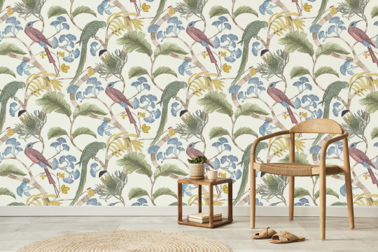 Josephine Munsey Wallpaper Living Branches Ivory/ Soft Olive/ Yellow
