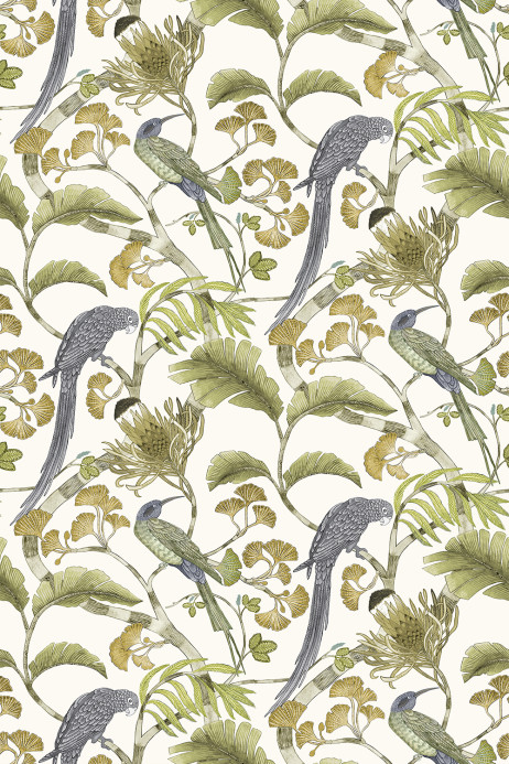 Josephine Munsey Papier peint Living Branches - Hilles White and Greens