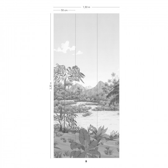 Isidore Leroy Papier peint panoramique Riviere des Parfums Gris - B 4/5/6