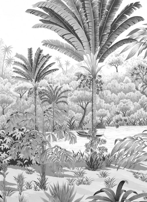 Isidore Leroy Papier peint panoramique Riviere des Parfums Gris gravure