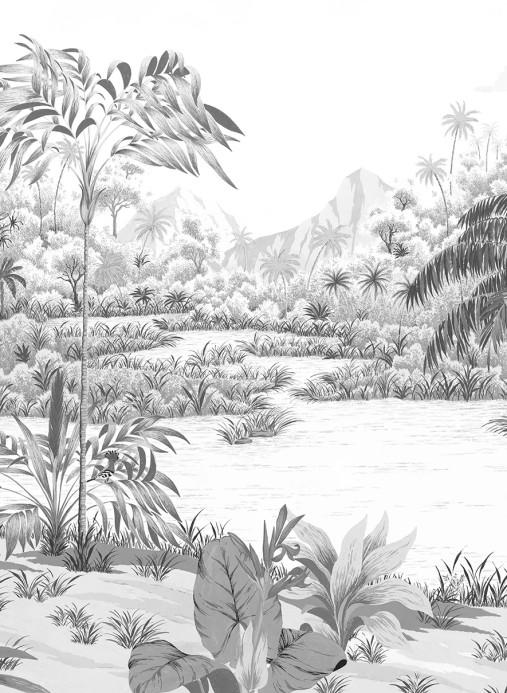 Isidore Leroy Carta da parati panoramica Riviere des Parfums Gris gravure - B 4/5/6