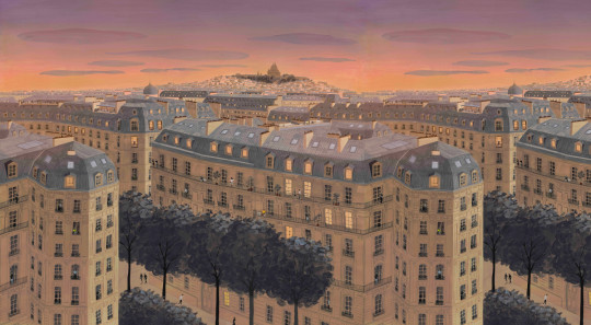 Isidore Leroy Mural Toits De Paris Coucher Le Soleil