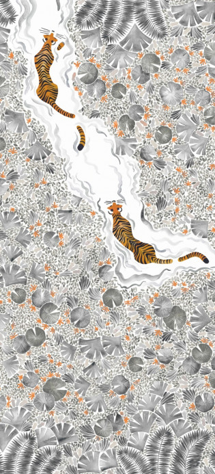Isidore Leroy Papier peint panoramique Tigres Gris - B 4/5/6