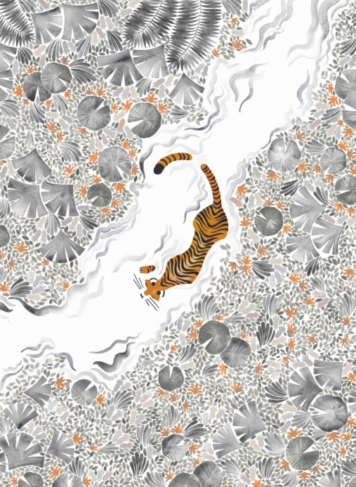 Isidore Leroy Papier peint panoramique Tigres Gris - D 10/11/12