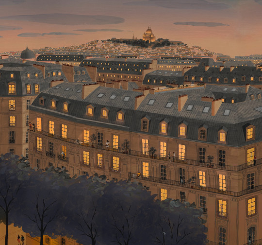 Isidore Leroy Papier peint panoramique Toits de Paris Nuit