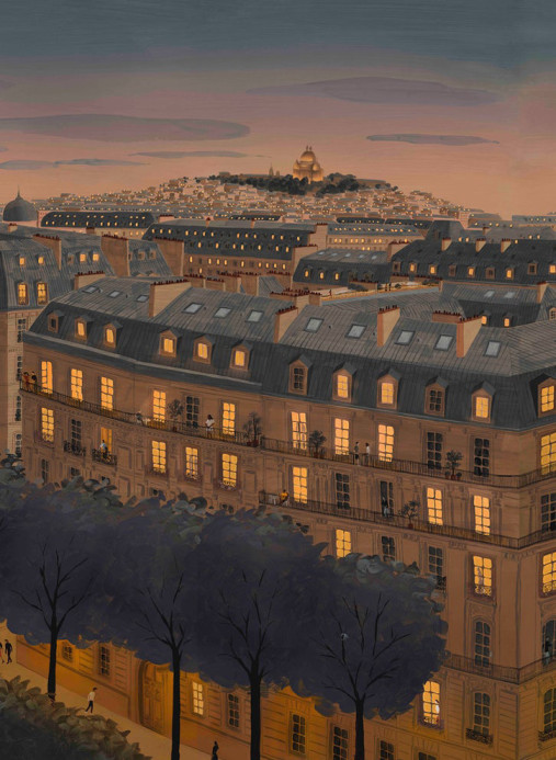 Isidore Leroy Carta da parati panoramica Toits de Paris Nuit