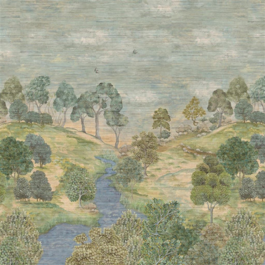Designers Guild Papier peint panoramique Bandipur Grasscloth - Sky