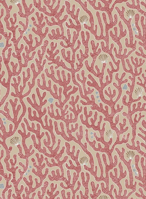 Josephine Munsey Papier peint Coral - Red Toppings