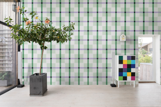 Rebel Walls Mural Outside The Box - Green & Lilac