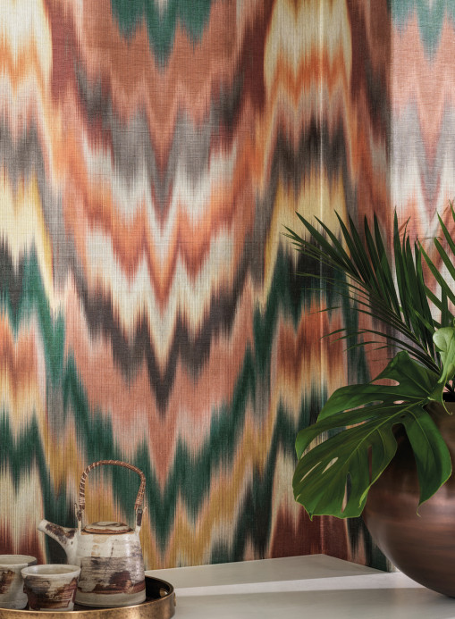 Osborne & Little Wallpaper Irisa Grasscloth - Terracotta/ Teal