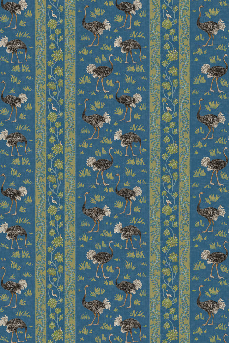 Josephine Munsey Wallpaper Ostrich Stripe - Bright Blue