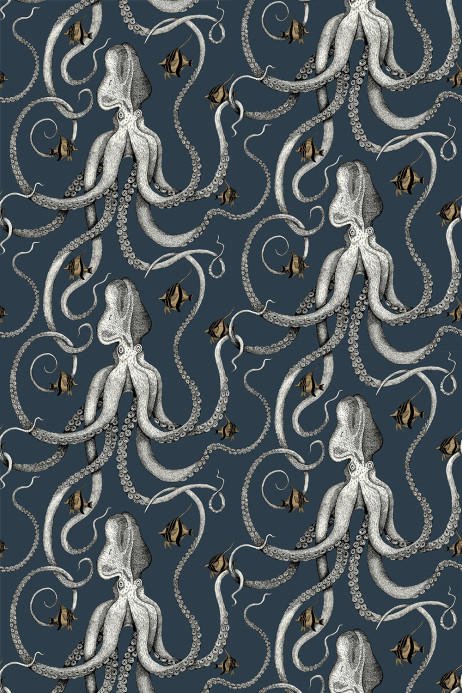 Josephine Munsey Wallpaper Octopoda Grand - Deep Sea Blue