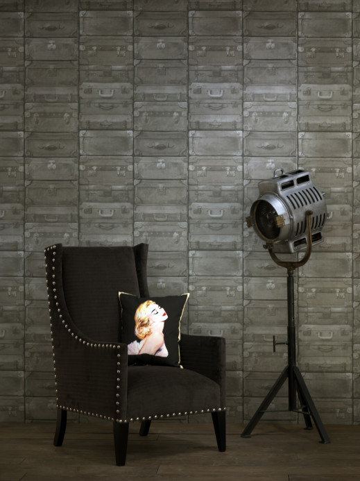 Andrew Martin Wallpaper Luggage - Gun Metal