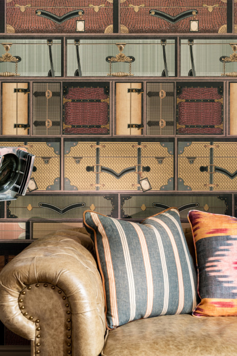Mindthegap Wallpaper The Luggage Car - Brown/ Taupe/ Green