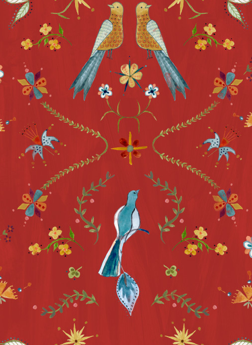 Coordonne Wallpaper Metaphoric Birds - Red