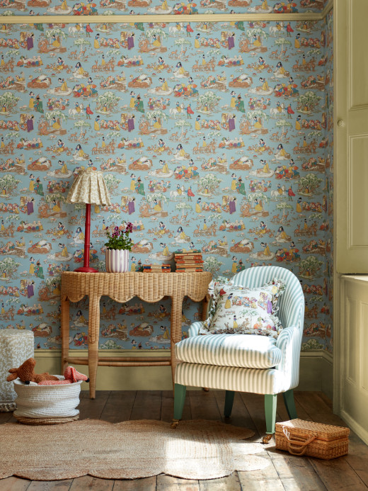 Sanderson Wallpaper Snow White - Puddle Blue