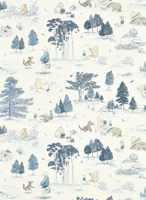 Sanderson Wallpaper Winnie the Pooh - Bonbon Blue